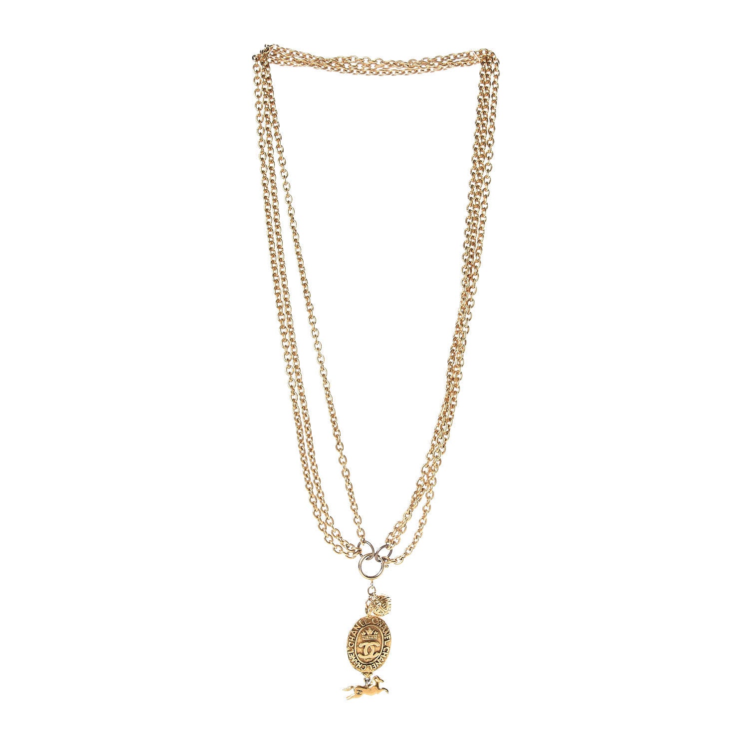 Chanel CC Medallion Multi Strand Long Necklace in Gold 3 of 7