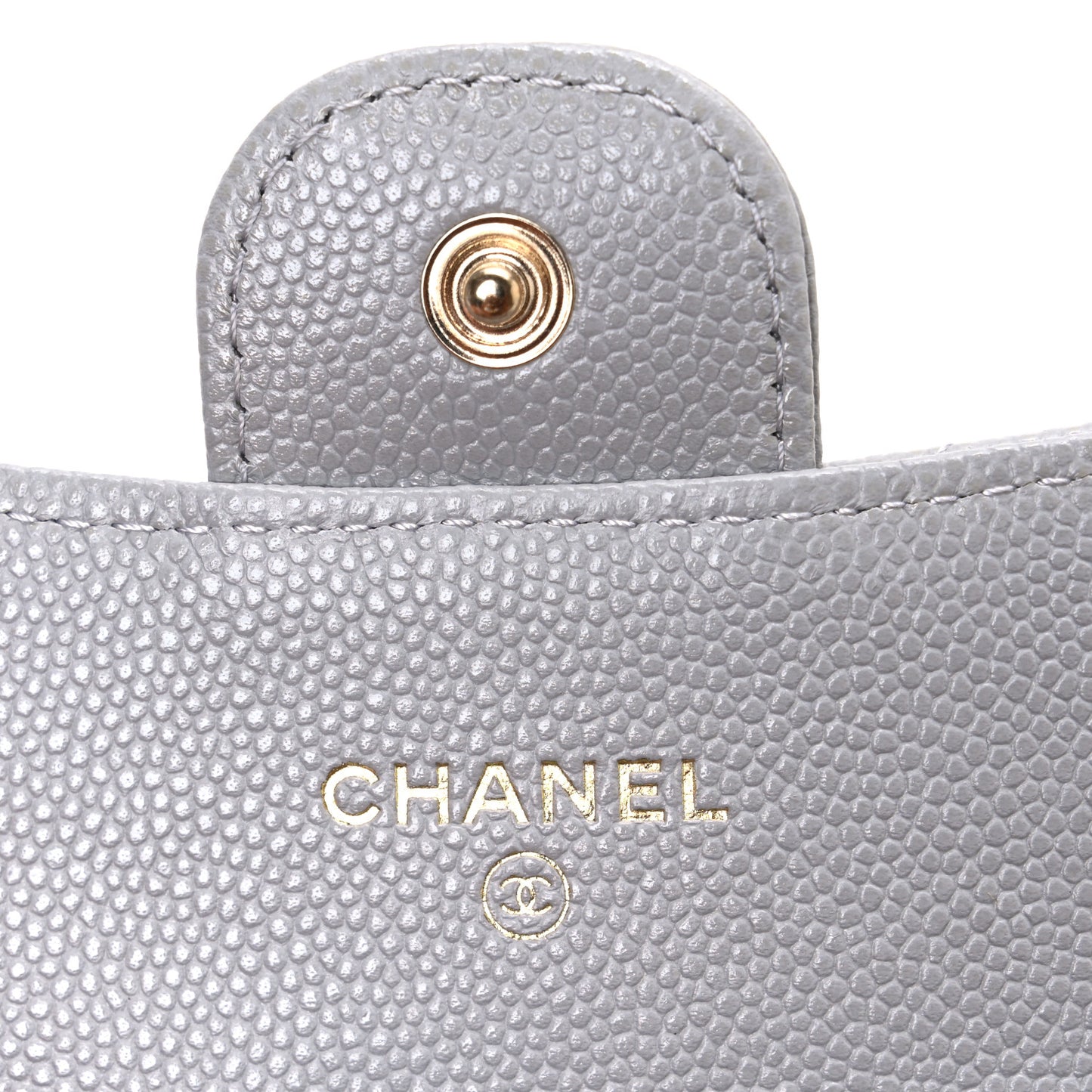 Caviar Quilted Flap Card Holder Wallet Grey