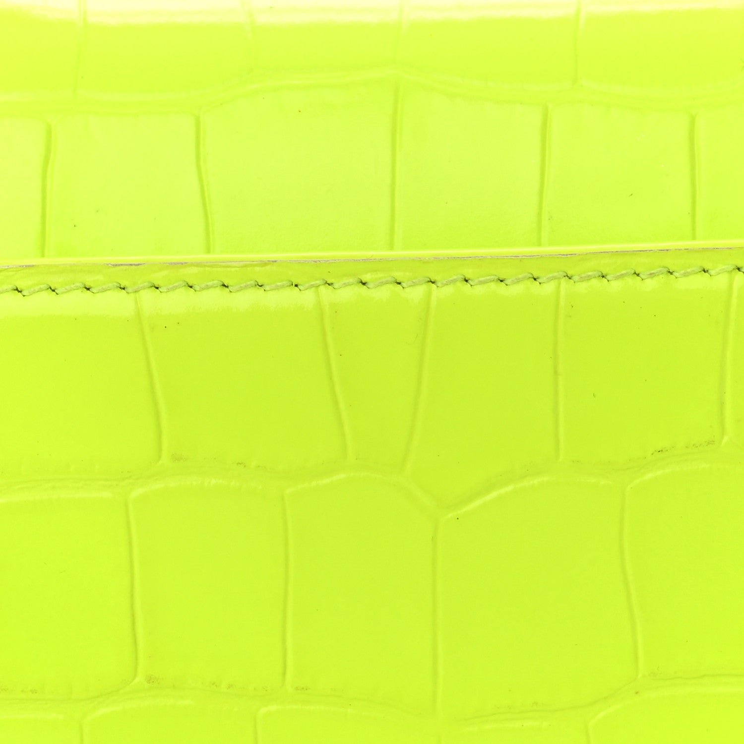 Balenciaga Shiny Calfskin Crocodile Embossed Hourglass Top Handle Bag XS Fluo Yellow 19 of 20