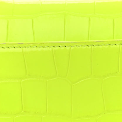 Balenciaga Shiny Calfskin Crocodile Embossed Hourglass Top Handle Bag XS Fluo Yellow 19 of 20