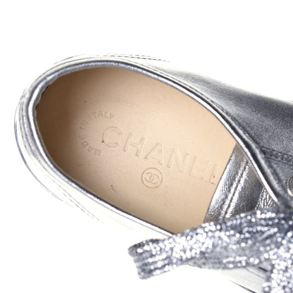 Chanel Laminated Lambskin Sneakers 39.5 Silver 7 of 10