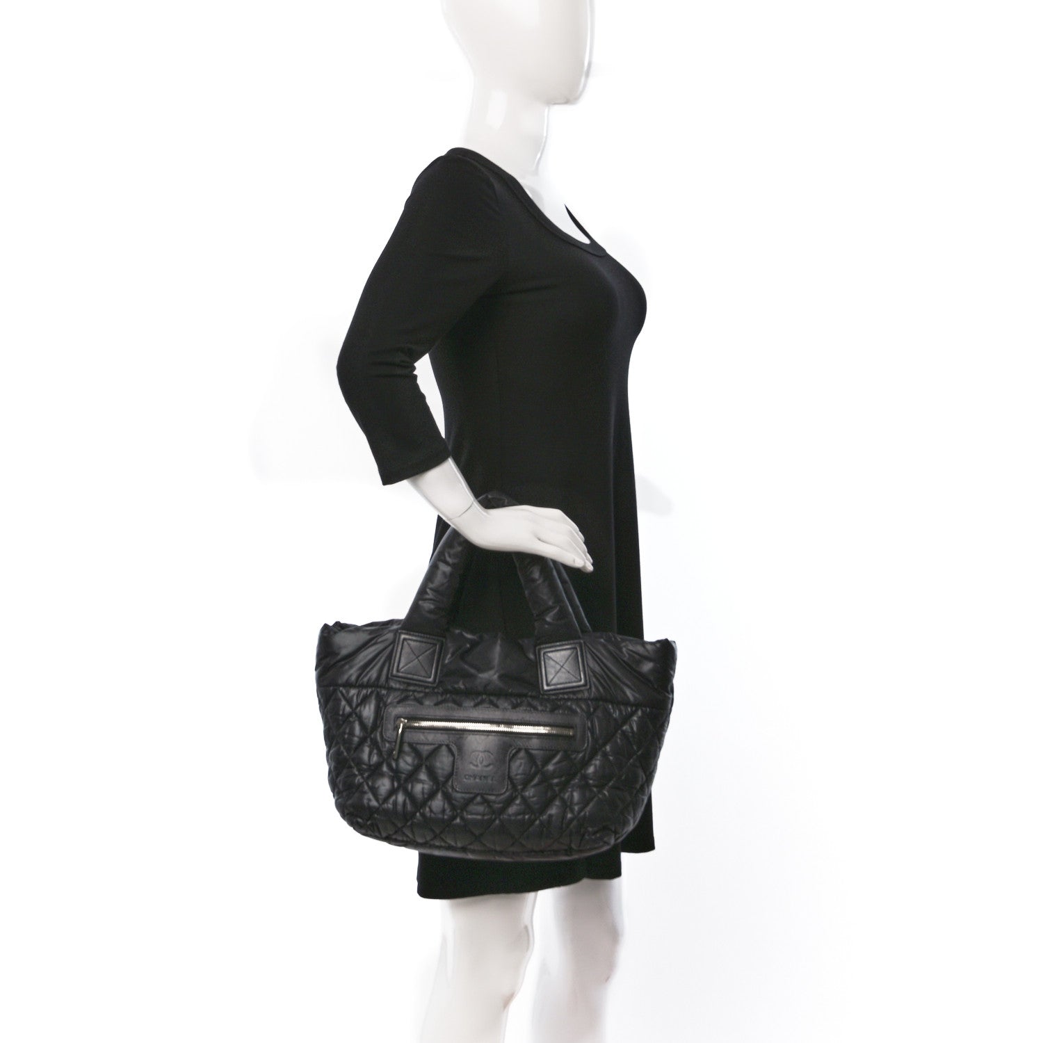 Chanel Nylon Quilted Small Coco Cocoon Tote Black 2 of 10