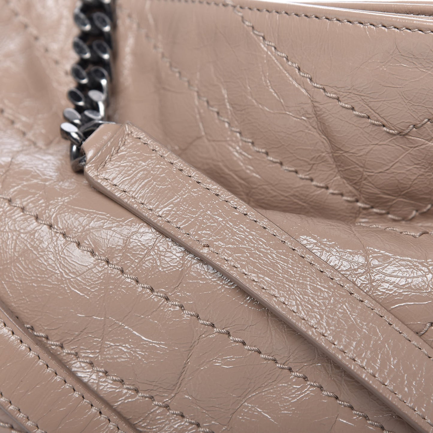 Crinkled Calfskin Matelasse Monogram Niki Shoulder Bag Gold Sand
