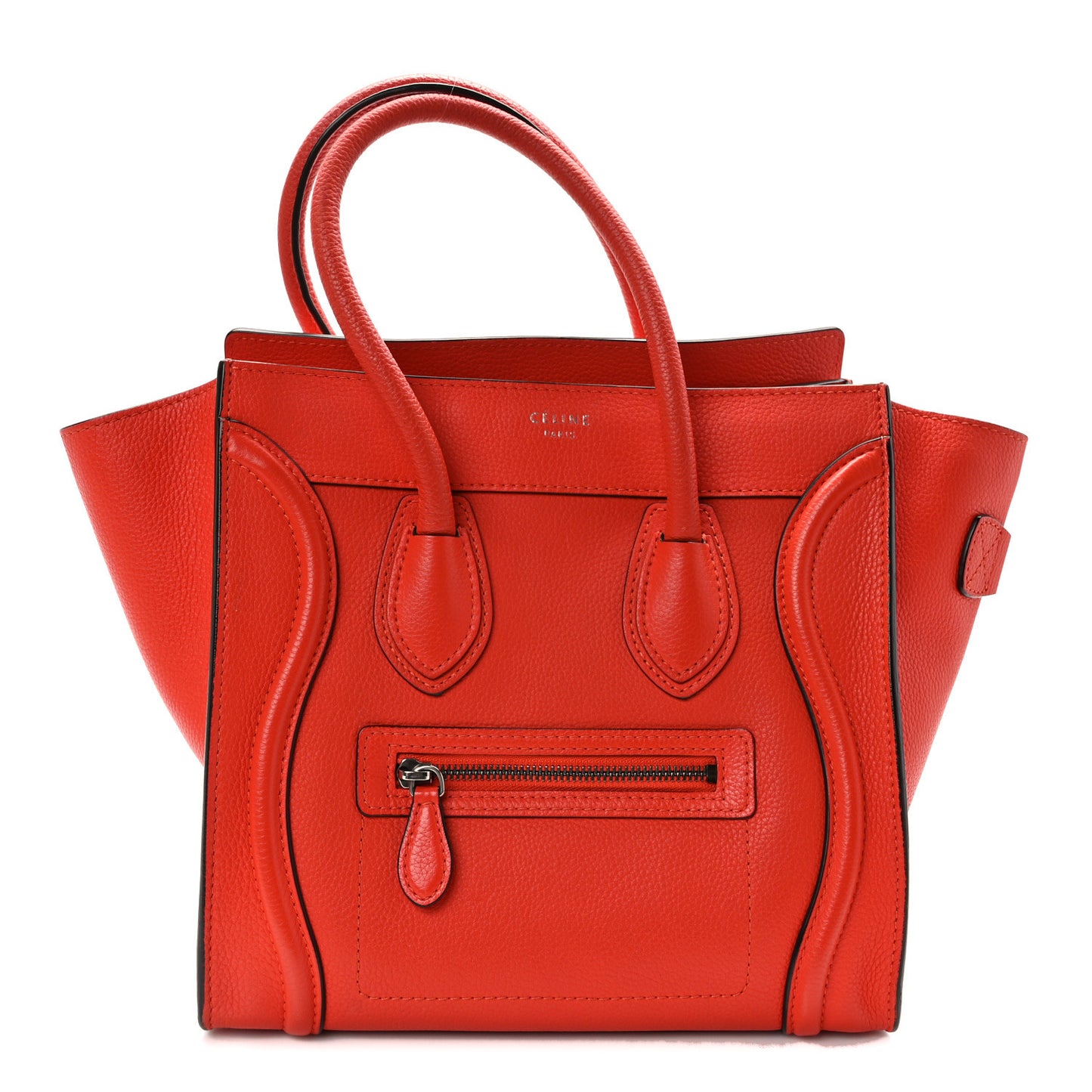 Drummed Calfskin Micro Luggage Vermillion