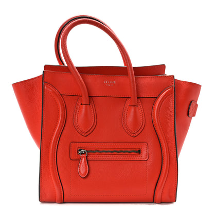 Celine Drummed Calfskin Micro Luggage Vermillion 1 of 17