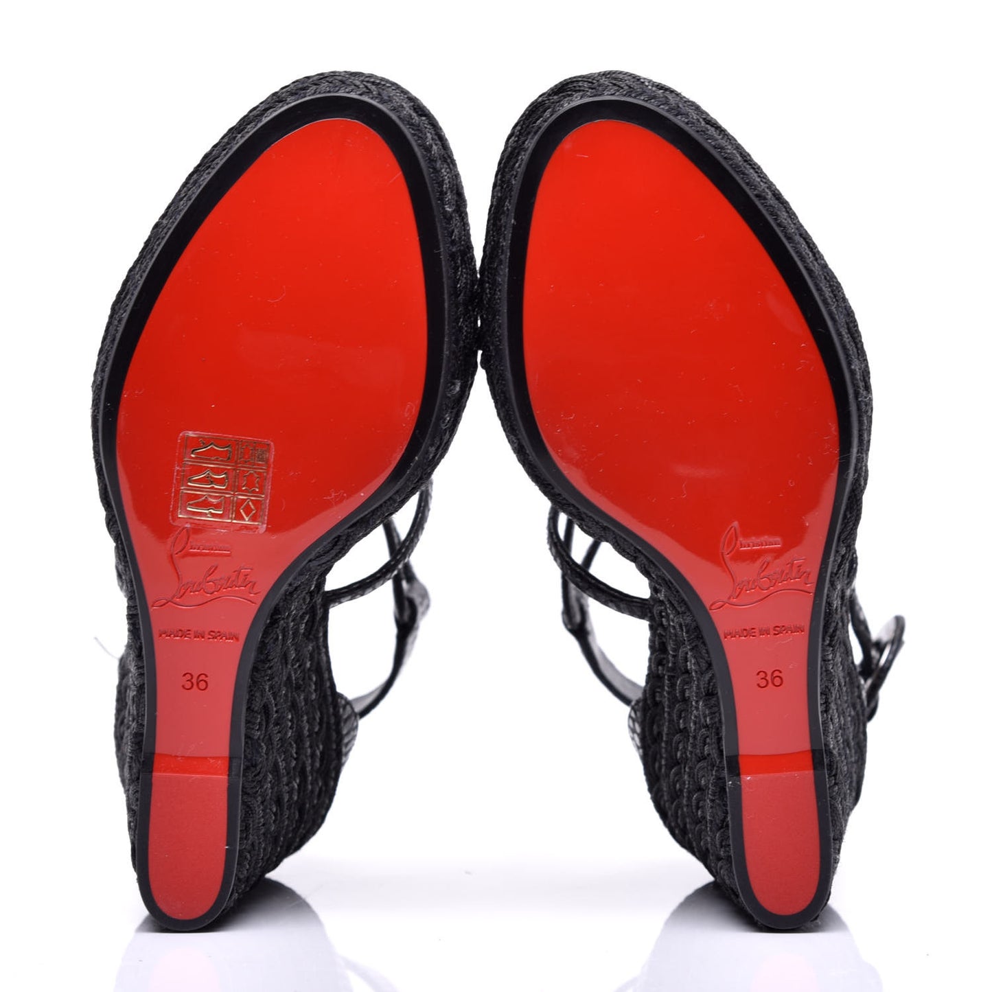 Cotton Braided Calfskin Bodrum 110 Wedge Sandals 36 Black