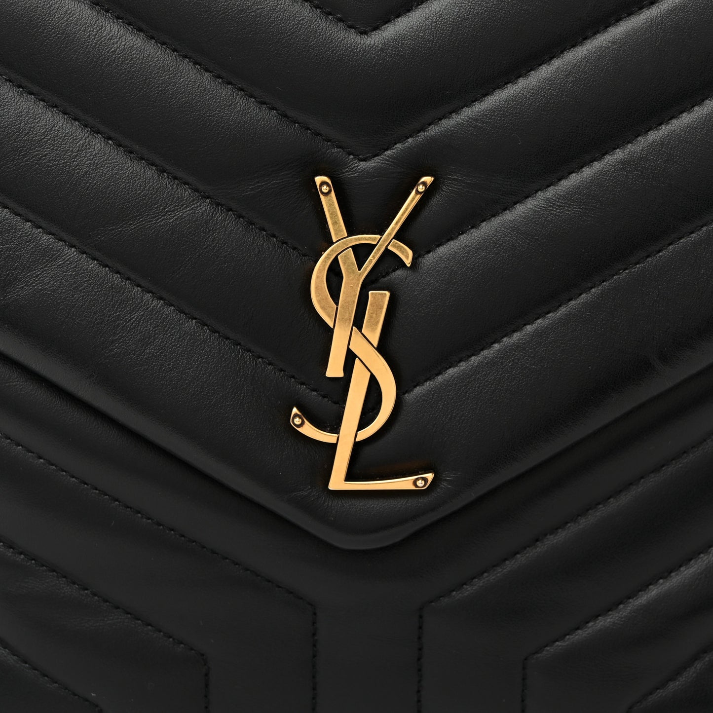 Calfskin Y Quilted Monogram Large Loulou Chain Satchel  Black