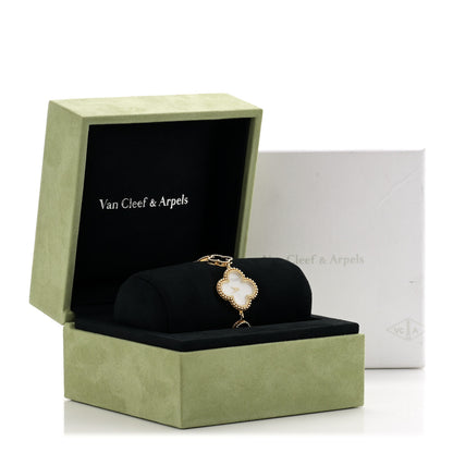 Van Cleef & Arpels 18K Yellow Gold Mother of Pearl Black Onyx 26mm Alhambra Quartz Watch 5 of 5