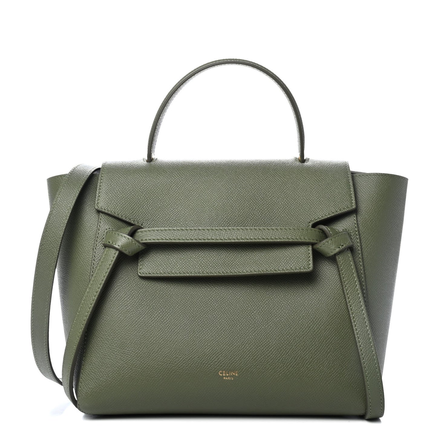 Grained Calfskin Micro Belt Bag Army Green