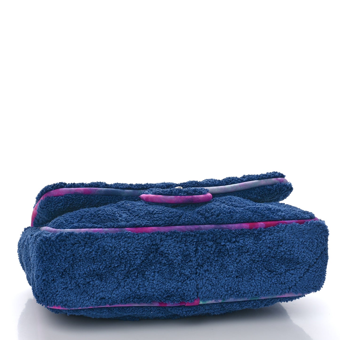 Mixed Fibers Quilted Large Flap Bag Navy Blue