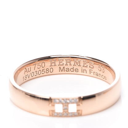Hermes 18K Rose Gold Diamond Ever Herakles Wedding Band Ring 53 6.25 4 of 5
