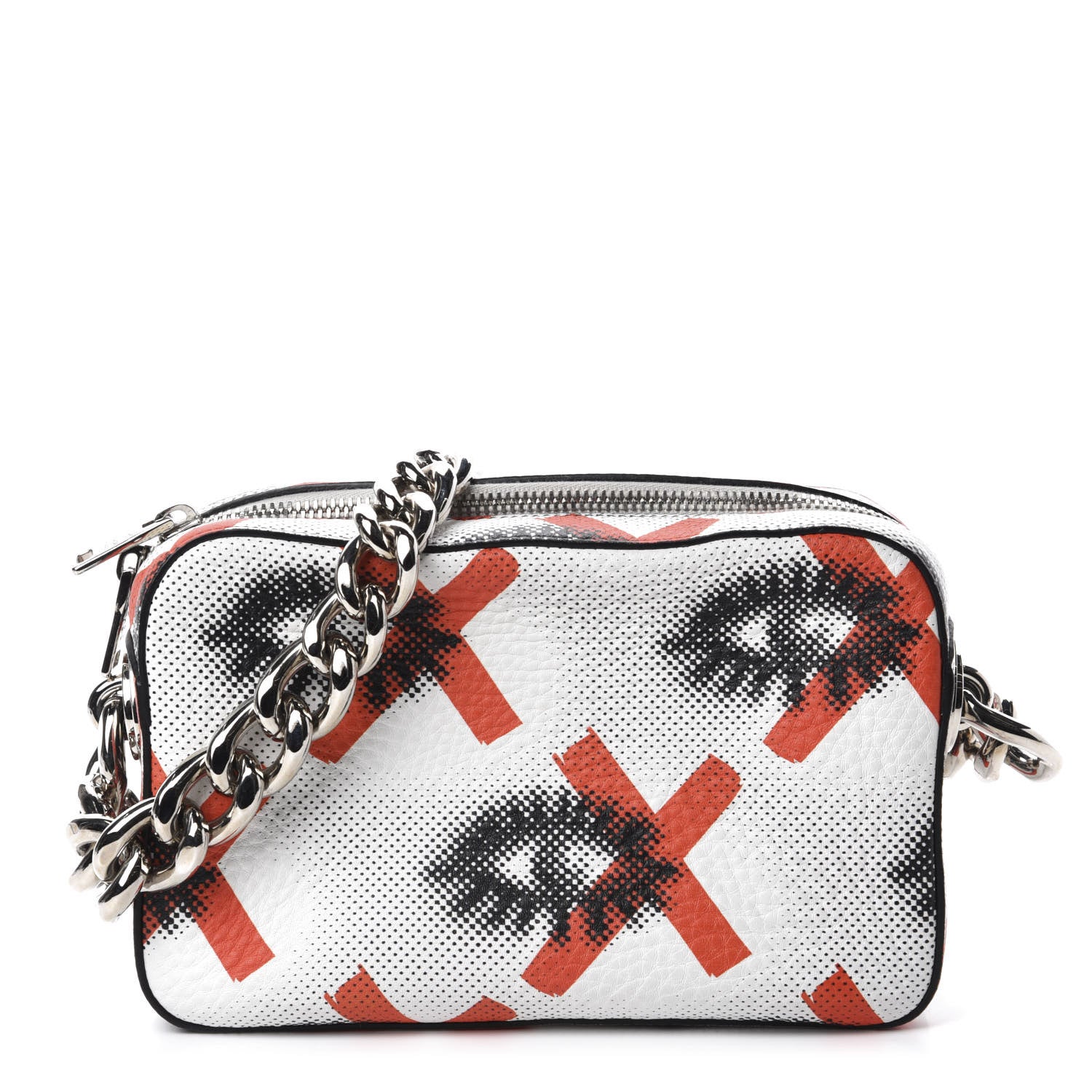 Prada Vitello Daino Eye Inside Shoulder Bag Bianco Arancio 1 of 10