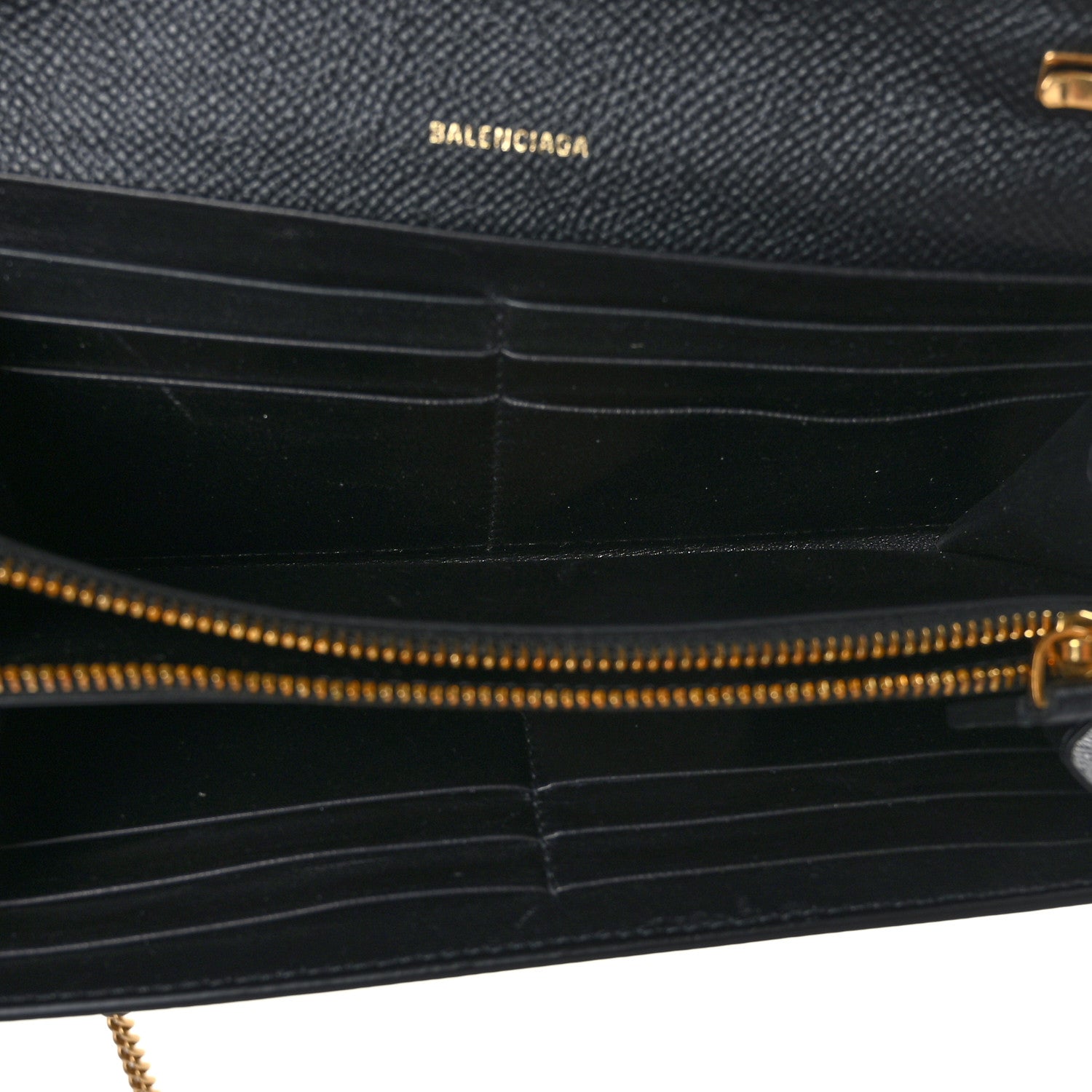 Balenciaga Signature Grained Calfskin Logo Ville Continental Wallet on Chain Black 5 of 8