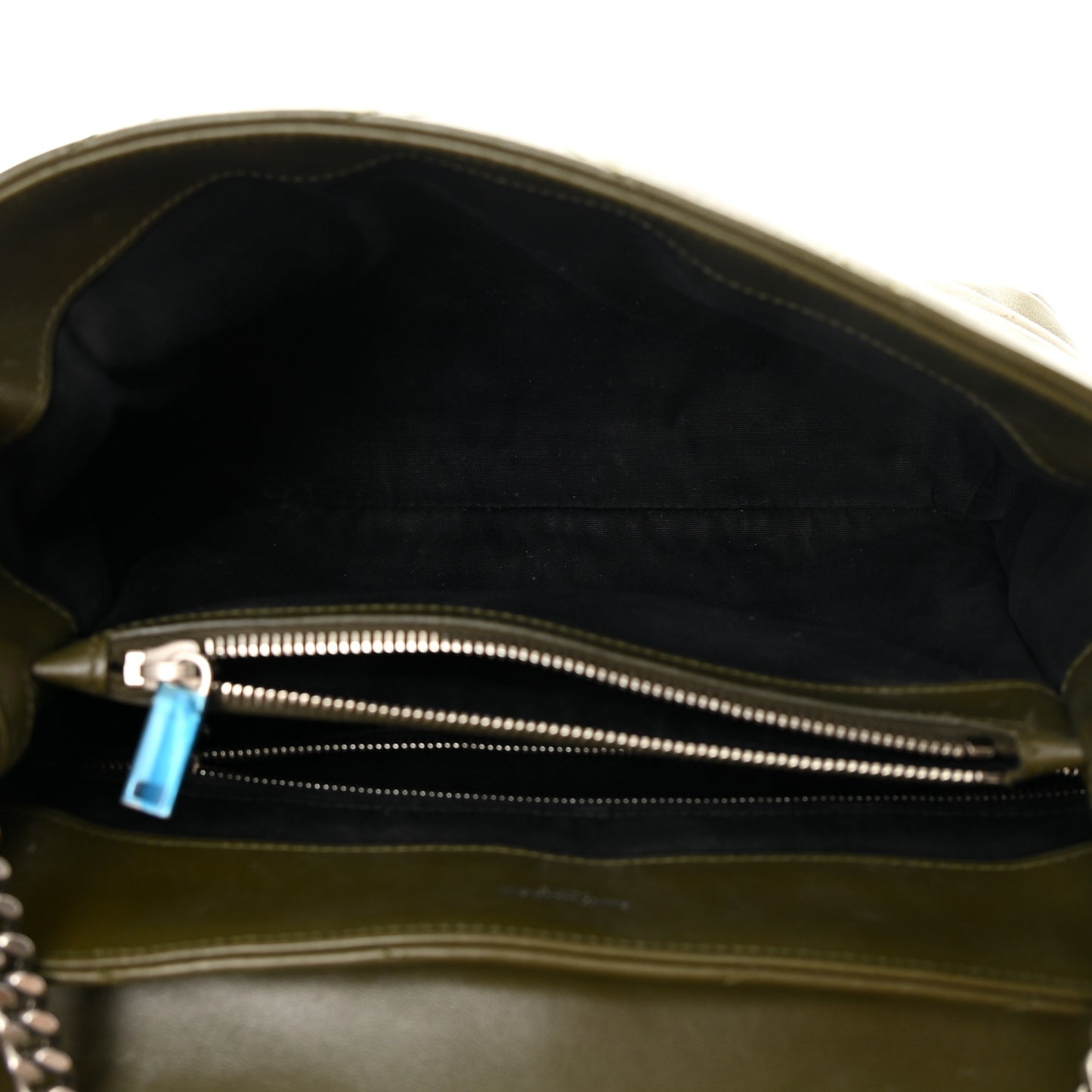 Calfskin Y Quilted Monogram Medium Loulou Chain Satchel Military Olive