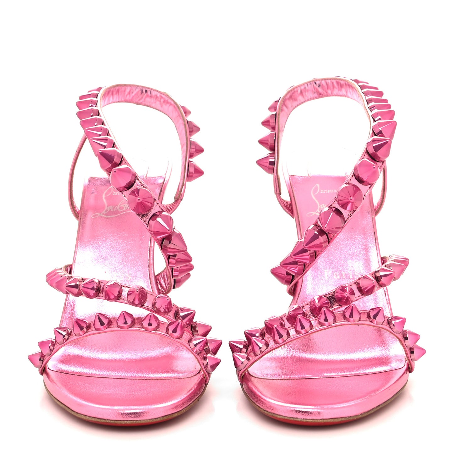 Metallic Calfskin Spikita 100 Sandals 39.5 Fuchsia