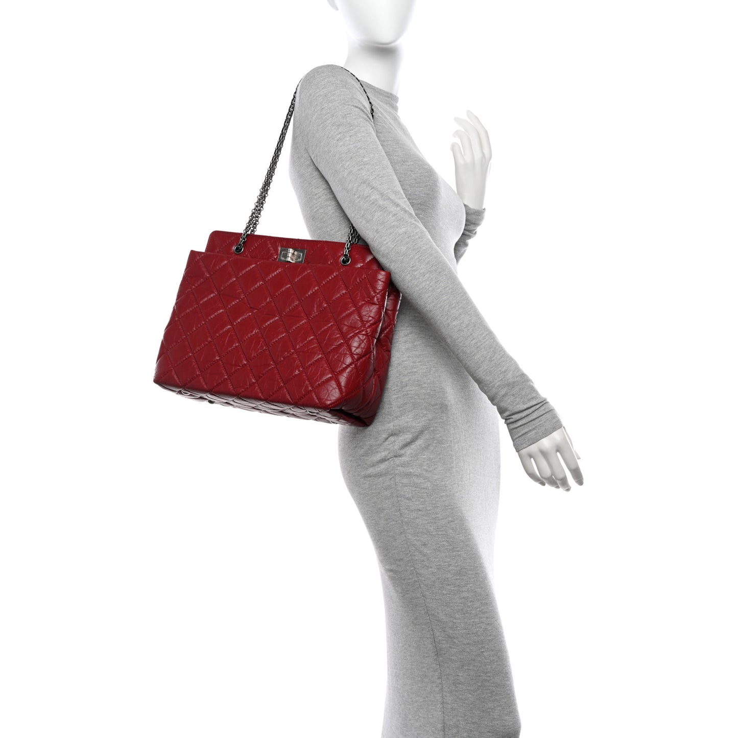 Aged Calfskin Quilted Reissue 2.55 Tote Red