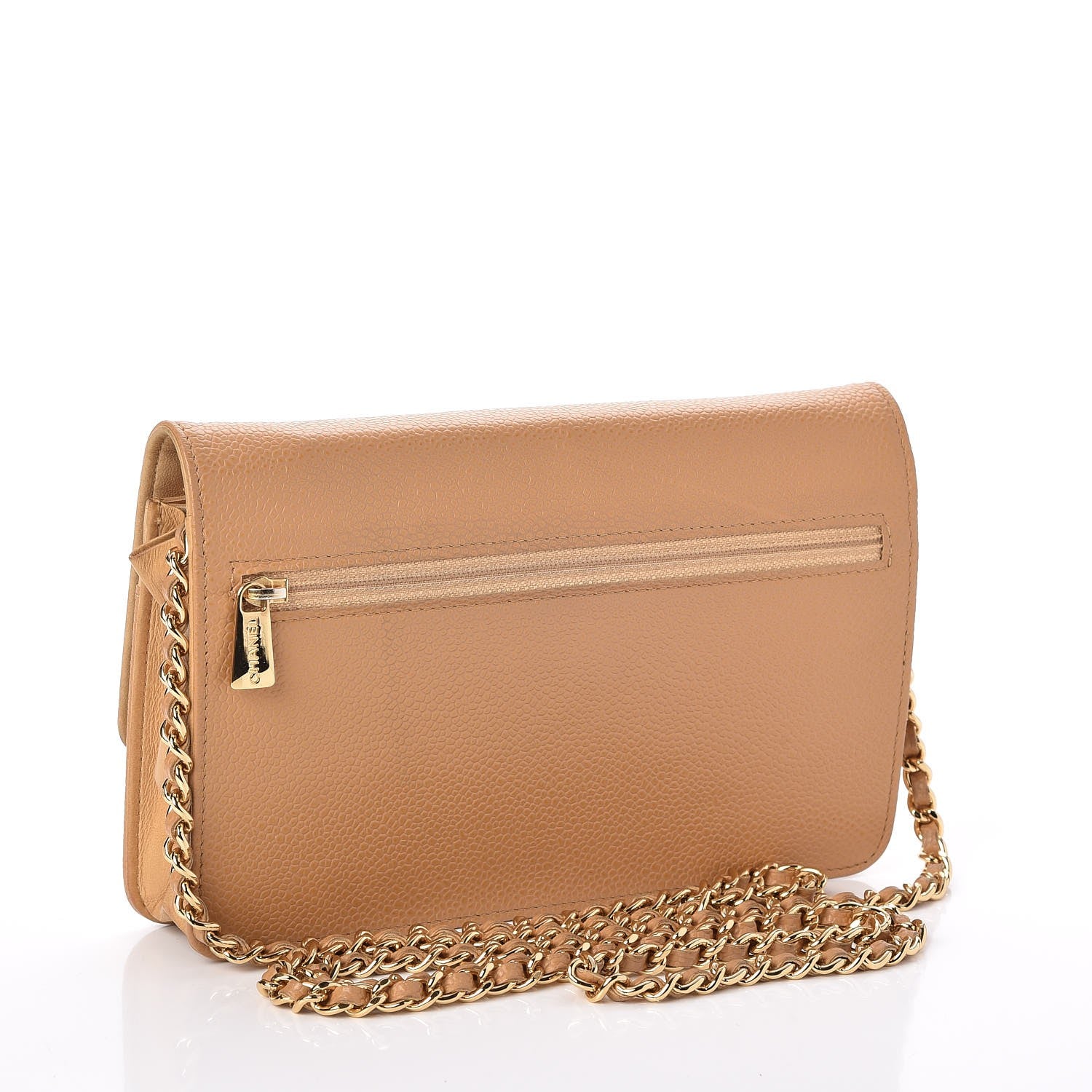 Chanel Caviar Timeless CC Wallet On Chain WOC Beige 3 of 8