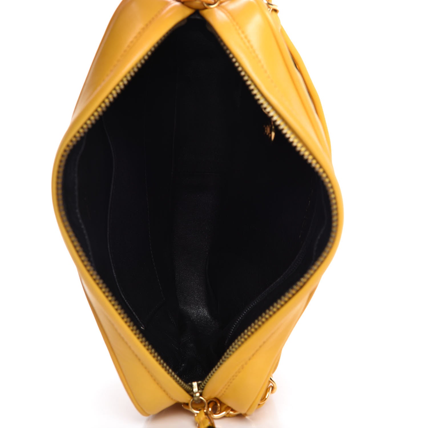 Chanel Lambskin Chevron Tassel Camera Case Yellow 5 of 11
