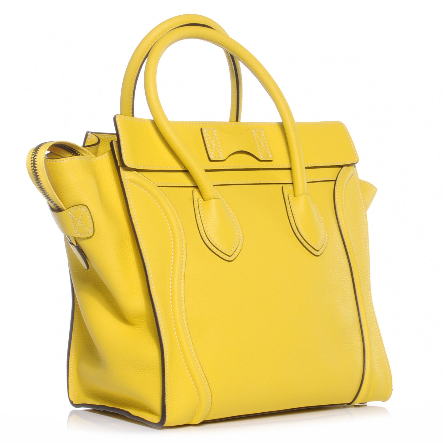 Drummed Calfskin Mini Luggage Citron