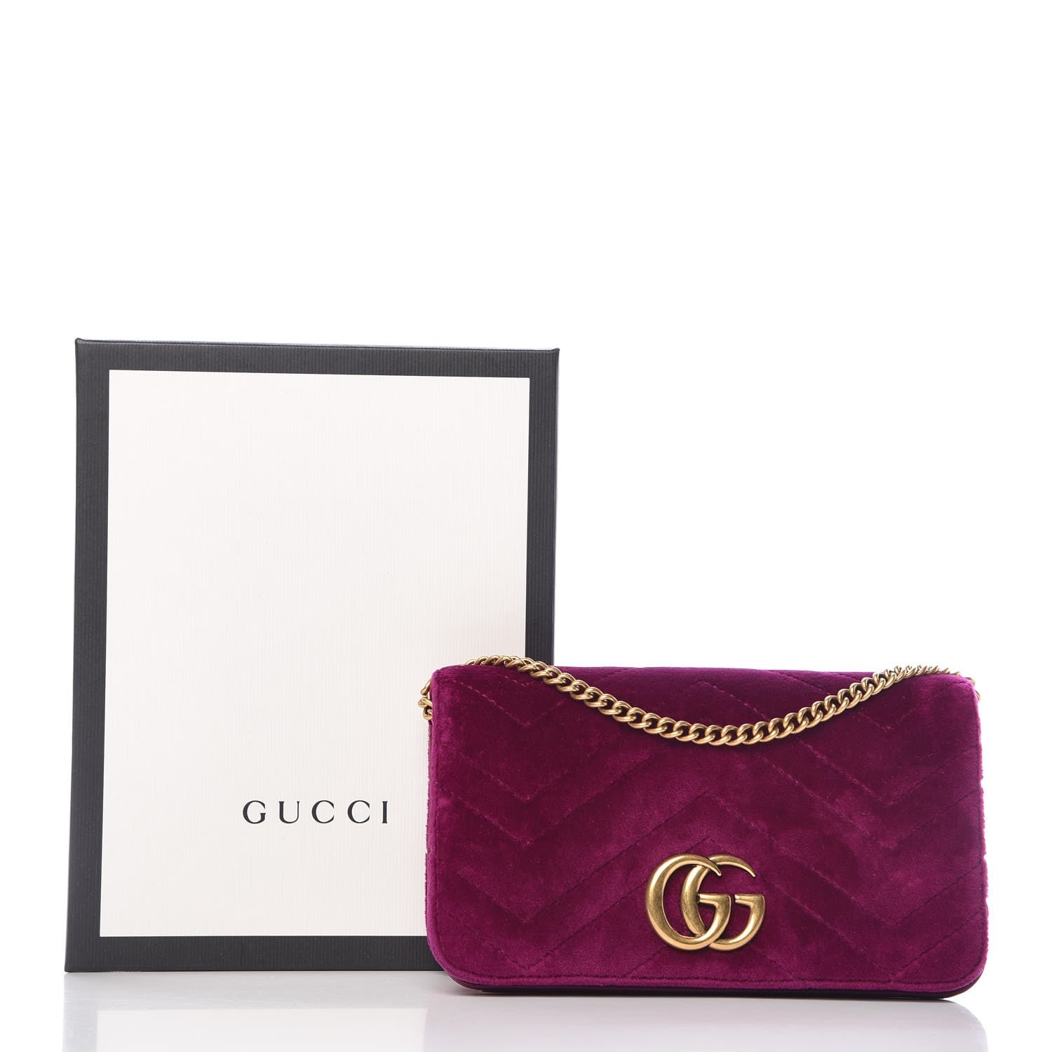 Gucci Velvet Matelasse GG Marmont Mini Bag Fuchsia Violet Cyclamen 7 of 7