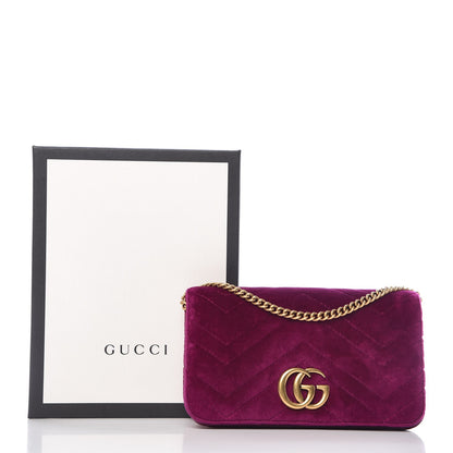 Gucci Velvet Matelasse GG Marmont Mini Bag Fuchsia Violet Cyclamen 7 of 7