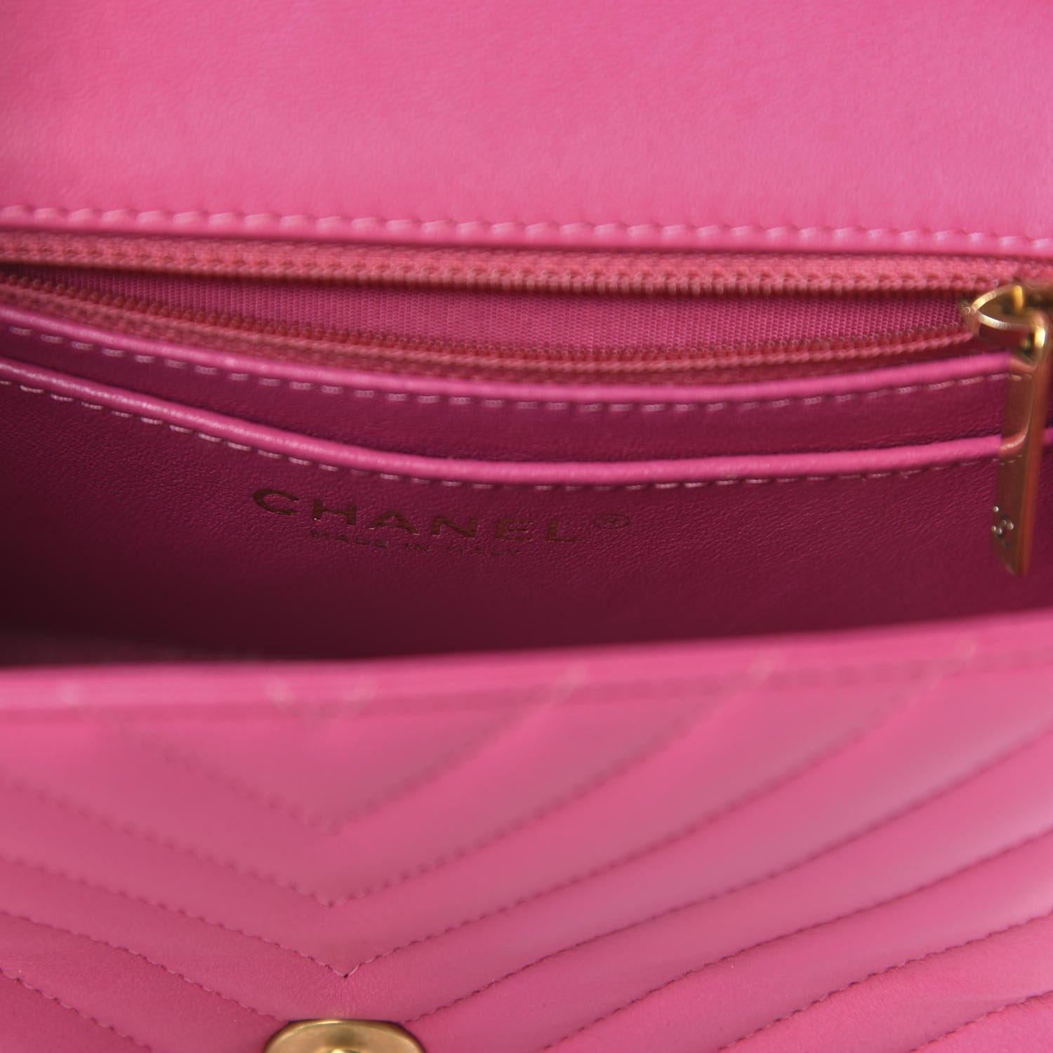 Chanel Lambskin Chevron Quilted Mini Square Flap Fuchsia 8 of 14