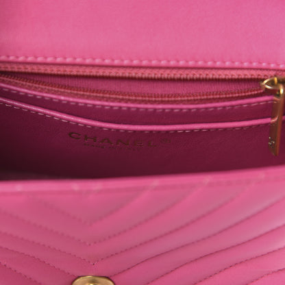 Chanel Lambskin Chevron Quilted Mini Square Flap Fuchsia 8 of 14
