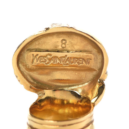 Saint Laurent Glass Cabochon Arty Ovale Ring 8 Gold Coral 4 of 4