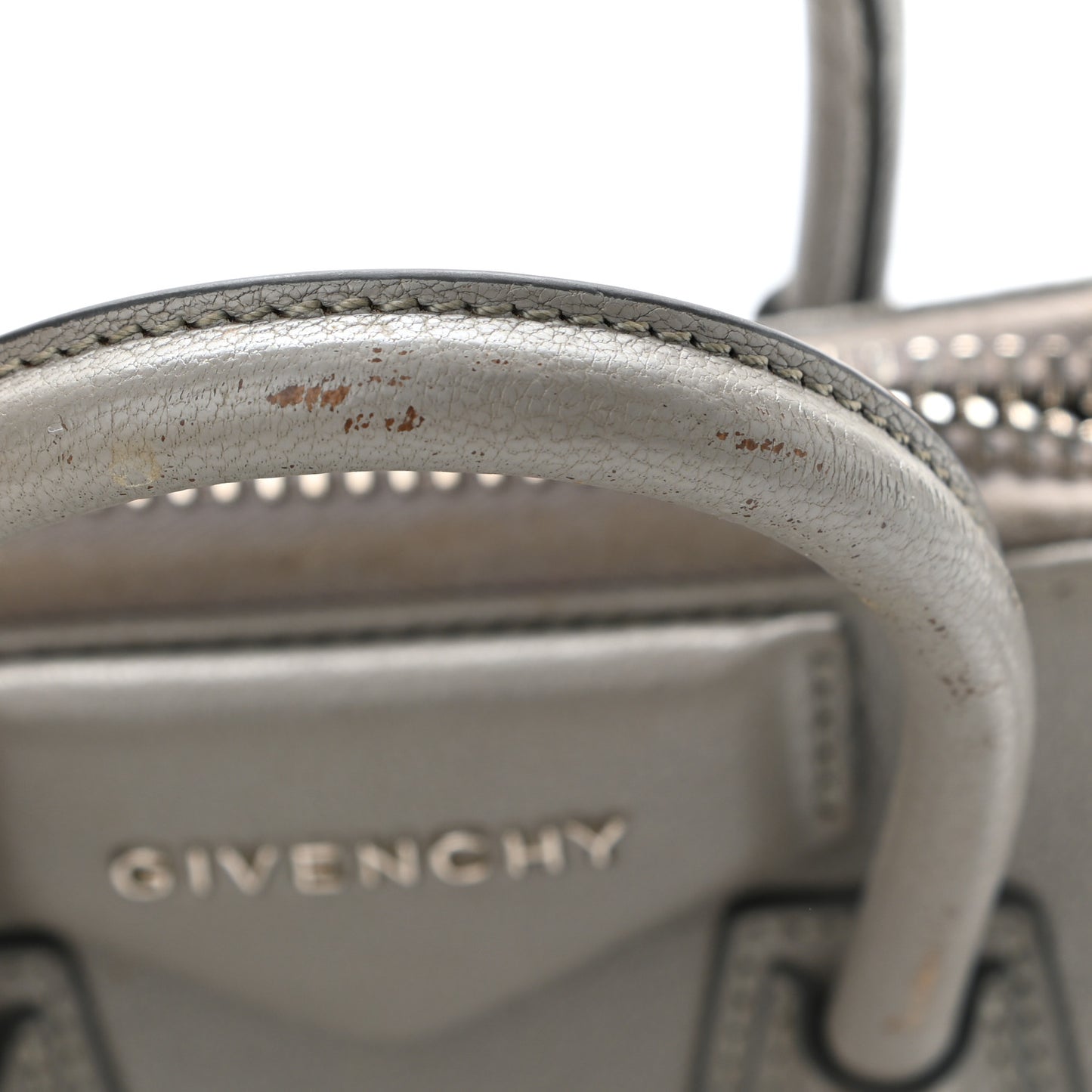 Sugar Goatskin Mini Antigona Pearl Grey