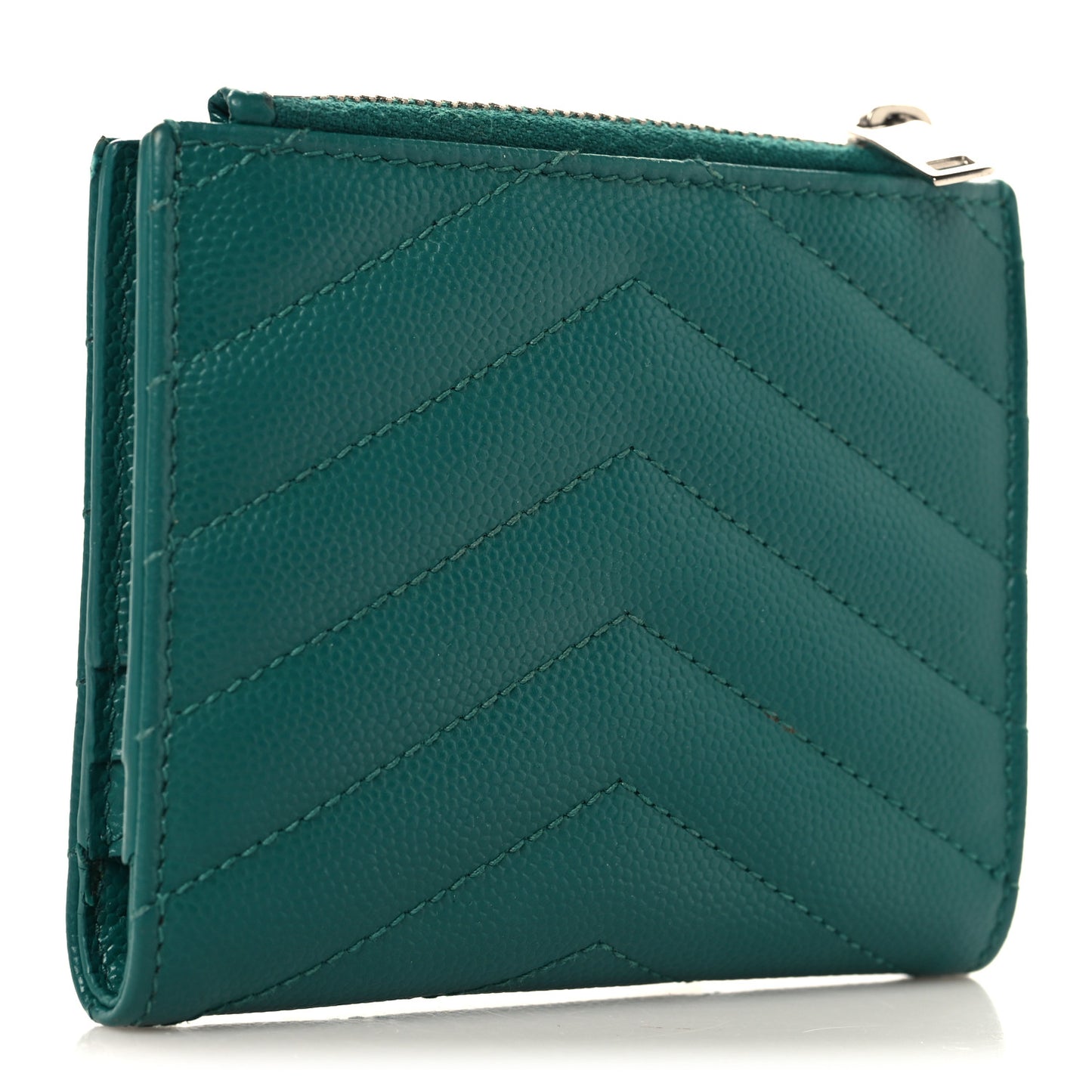 Grain De Poudre Matelasse Chevron Monogram Zipped Card Case Malachite Green