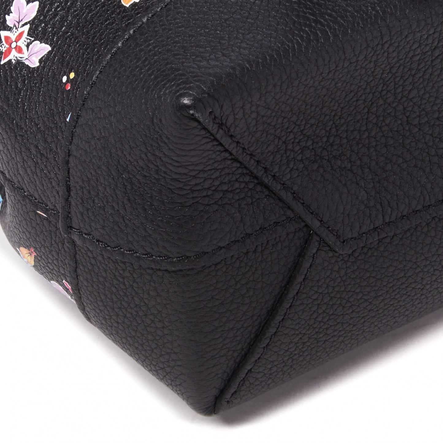 Calfskin Flower Lockme Mini Backpack Black Multicolor