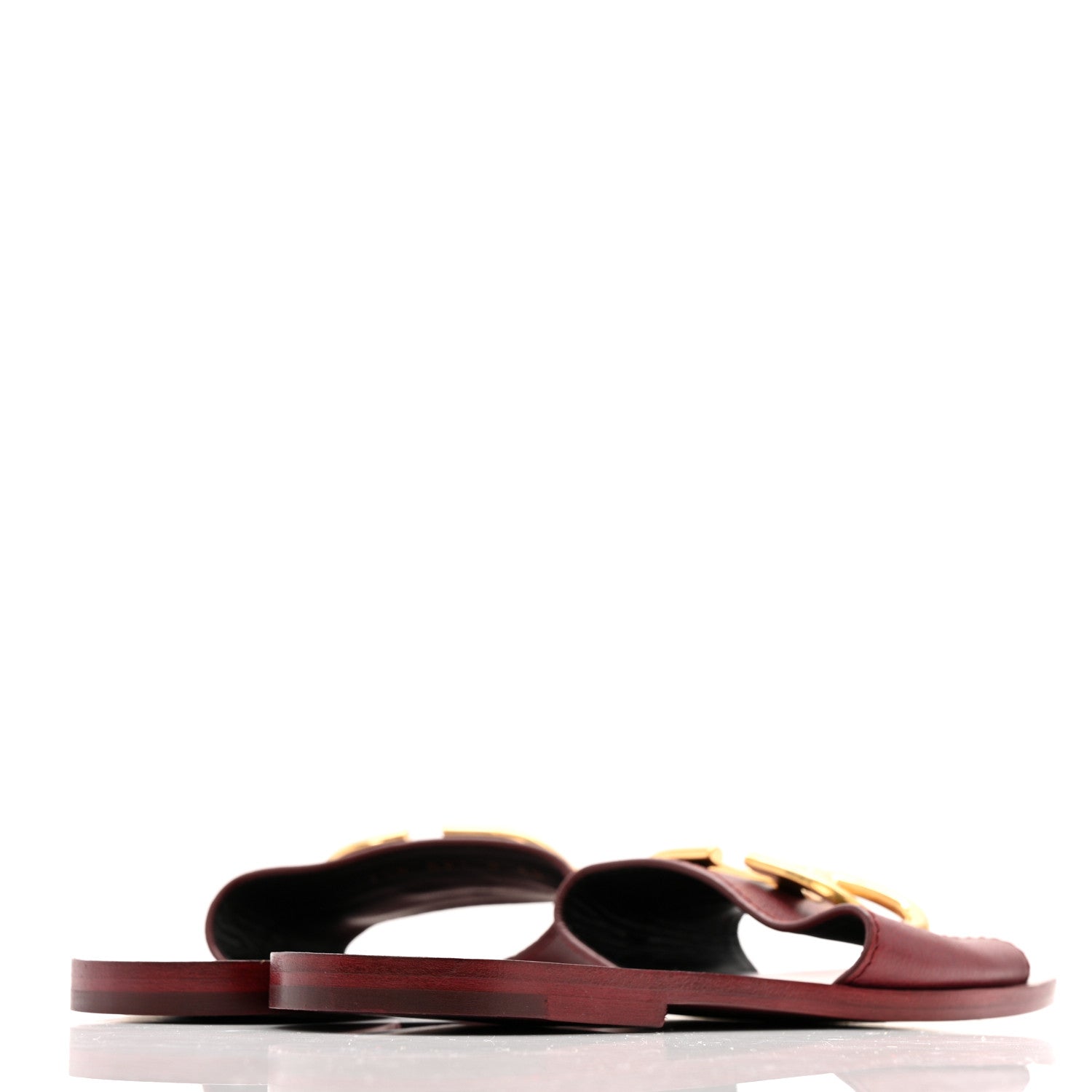 Valentino Garavani Grainy Cowhide Vlogo Flat Slide Sandals 40 Rubin 5 of 10