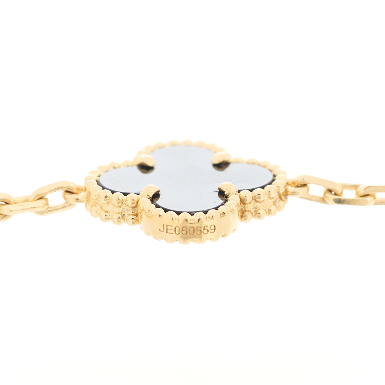 Van Cleef & Arpels 18K Yellow Gold Black Onyx 5 Motifs Vintage Alhambra Bracelet 3 of 4