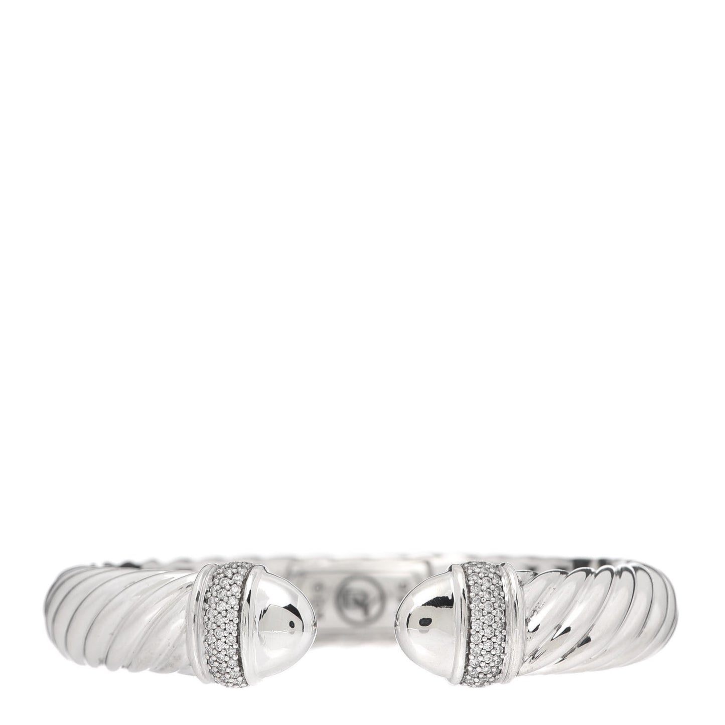 Sterling Silver Diamond 10mm Sculpted Cable Bracelet