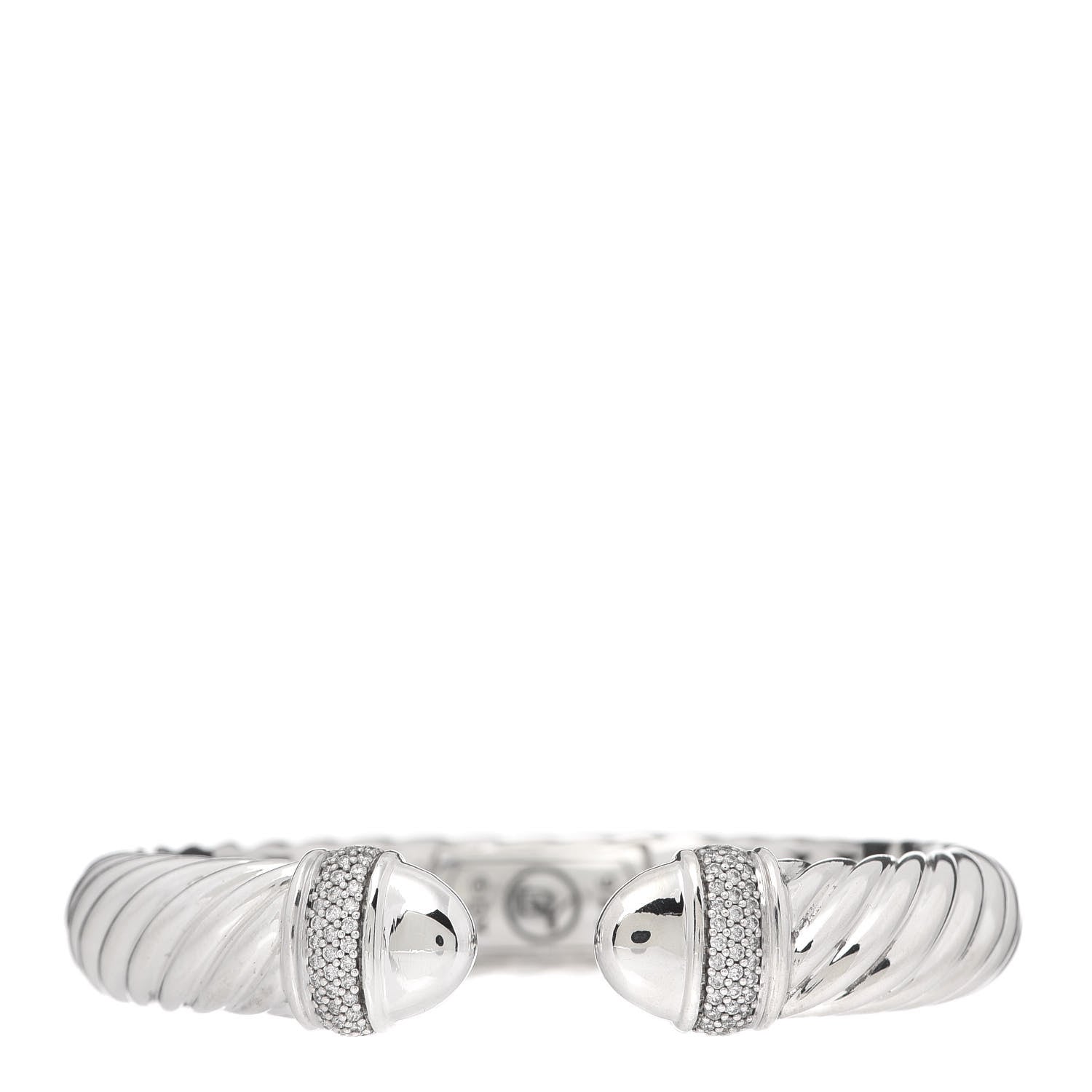 David Yurman Sterling Silver Diamond 10mm Sculpted Cable Bracelet 1 of 5