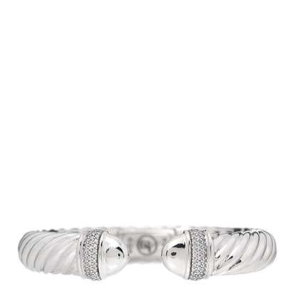 David Yurman Sterling Silver Diamond 10mm Sculpted Cable Bracelet 1 of 5