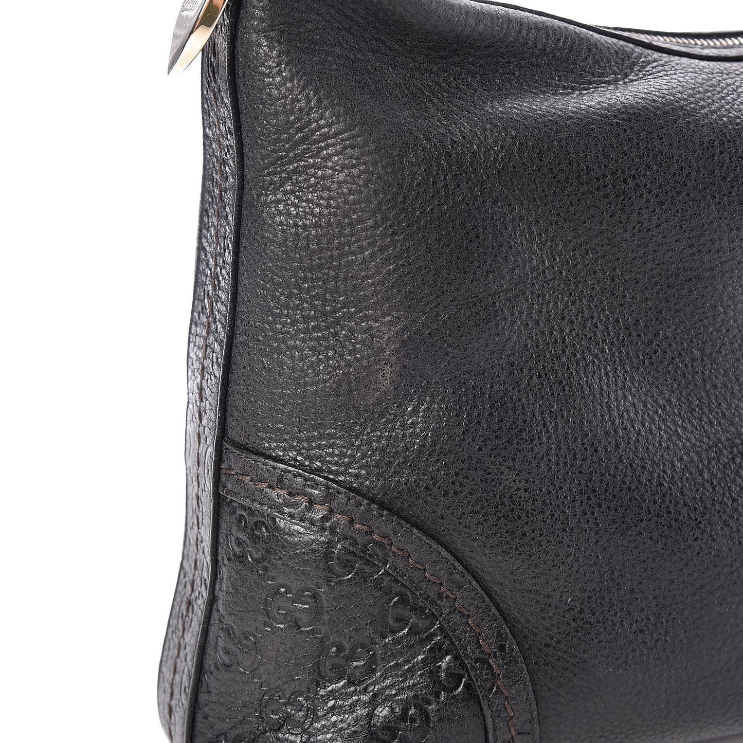 Pebbled Calfskin Guccissima Trim Medium Signoria Hobo Black
