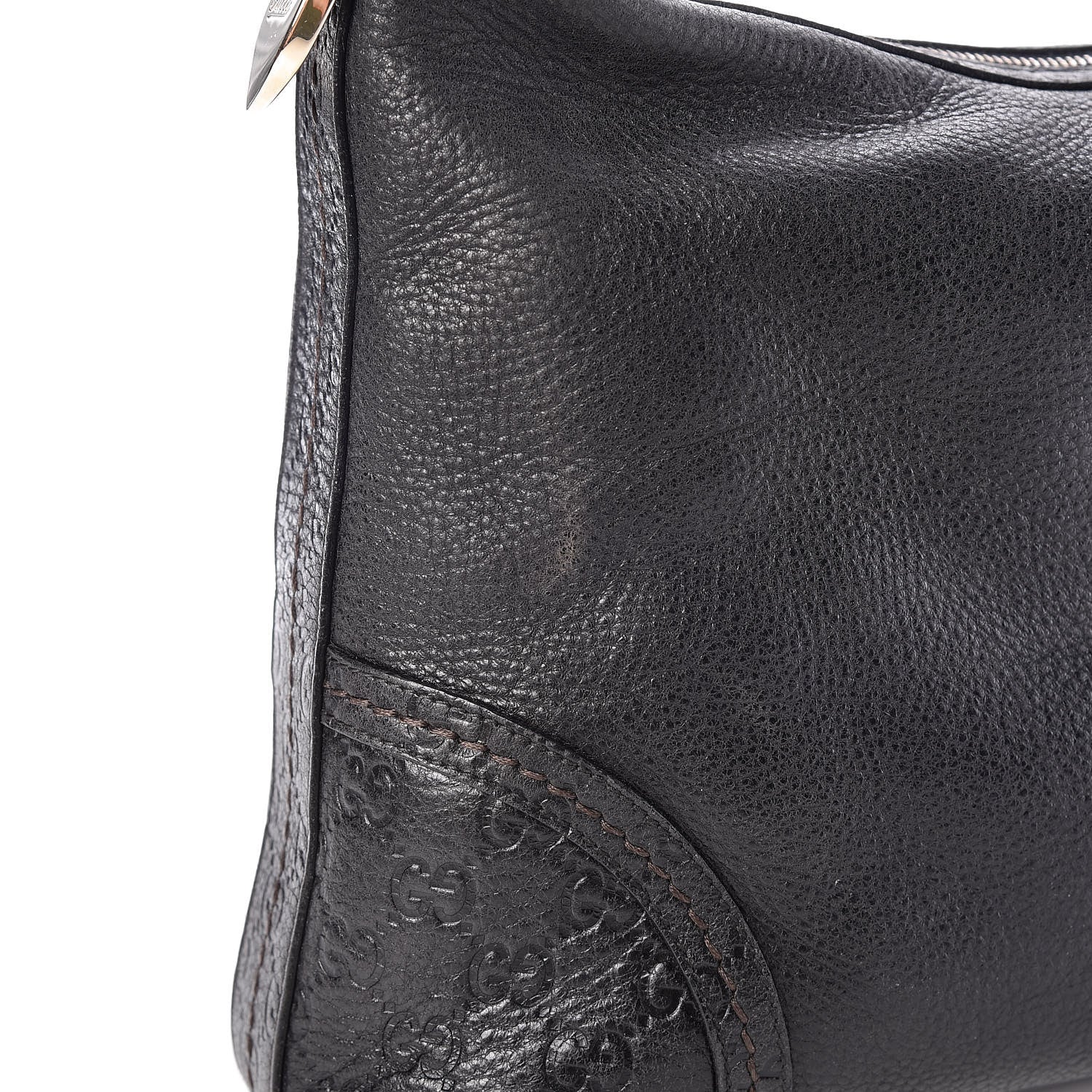 Gucci Pebbled Calfskin Guccissima Trim Medium Signoria Hobo Black 14 of 14