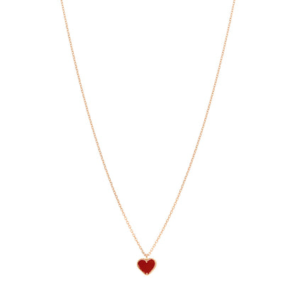 Van Cleef & Arpels 18k Rose Gold Carnelian Sweet Alhambra Heart Pendant Necklace 1 of 4