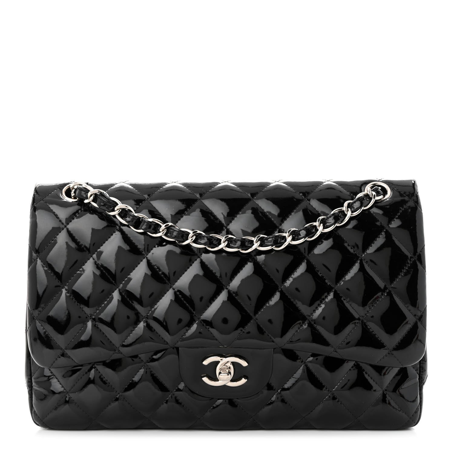 Chanel Patent Quilted Jumbo Double Flap Black 1 of 11