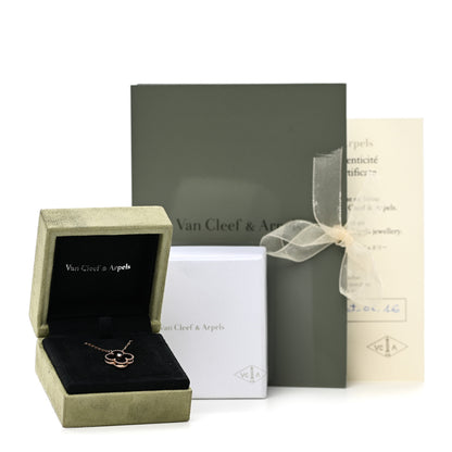 Van Cleef & Arpels 18K Rose Gold Diamond Black Onyx Vintage Alhambra Pendant Necklace 7 of 7