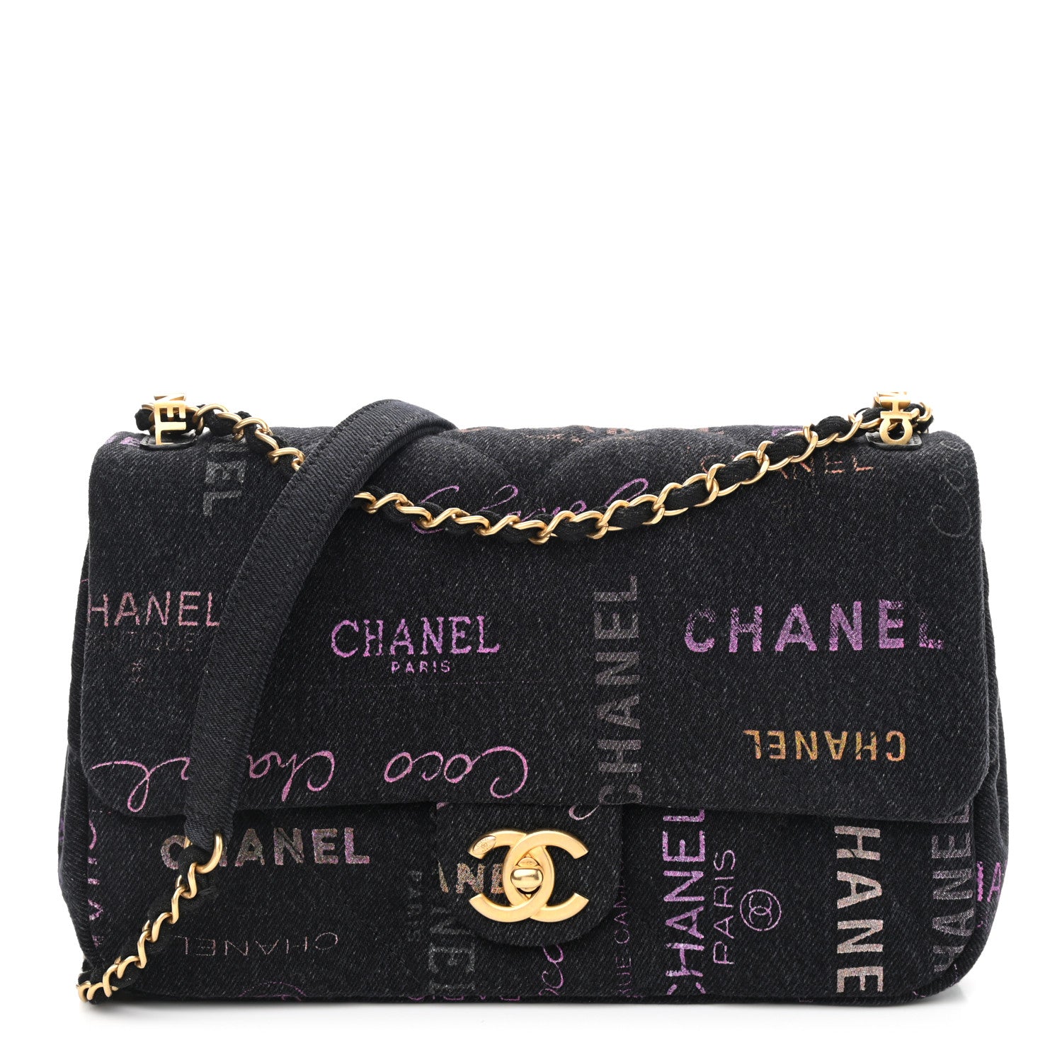 Chanel Denim Quilted Denim Mood Large Flap Black Multicolor 1 of 11