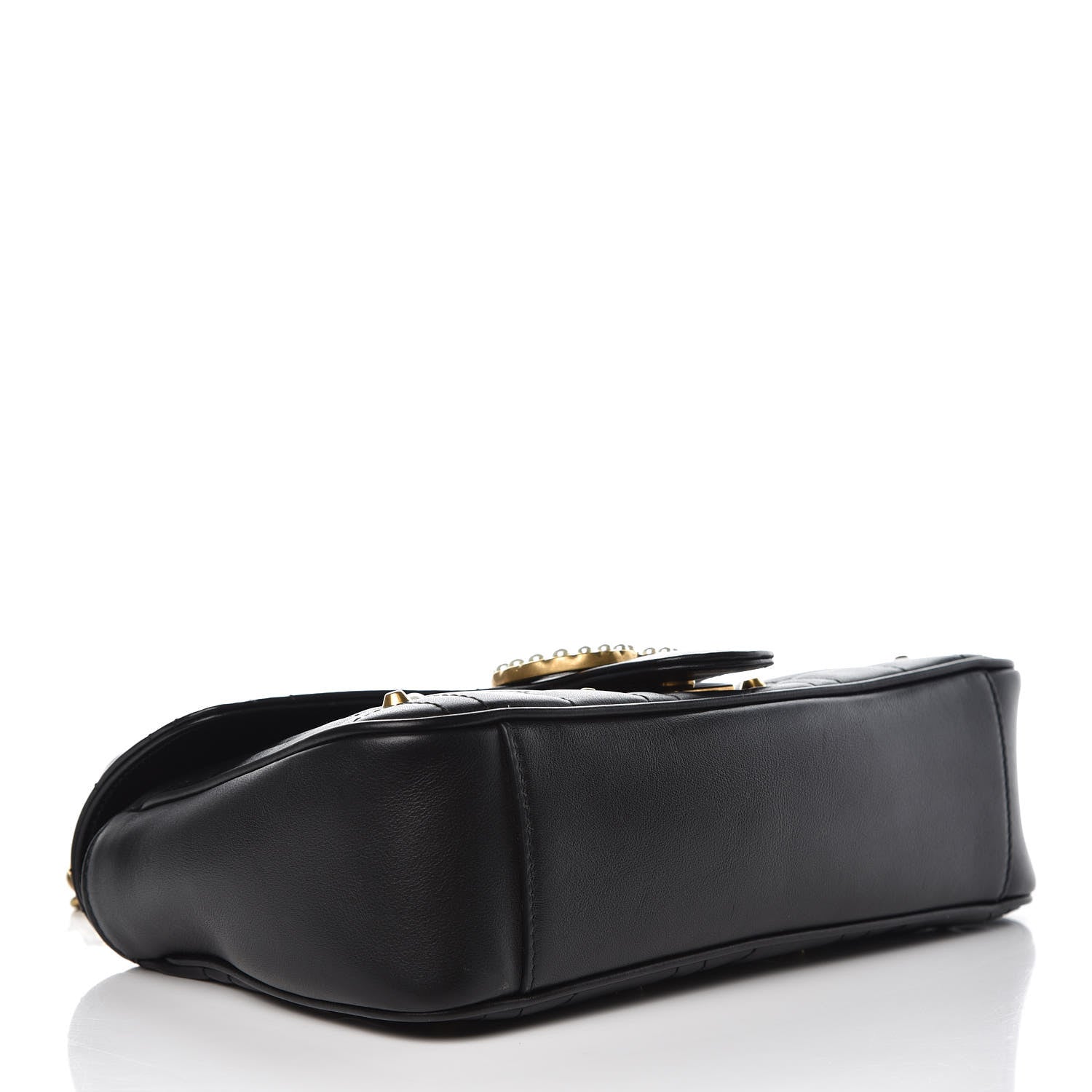 Gucci Calfskin Matelasse Studded Small Pearly GG Marmont Shoulder Bag Black 4 of 9
