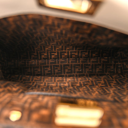 Fendi Vitello Seta Suede FF Mini Peekaboo Iconic Satchel Uovo Sigaro Marrone 6 of 12