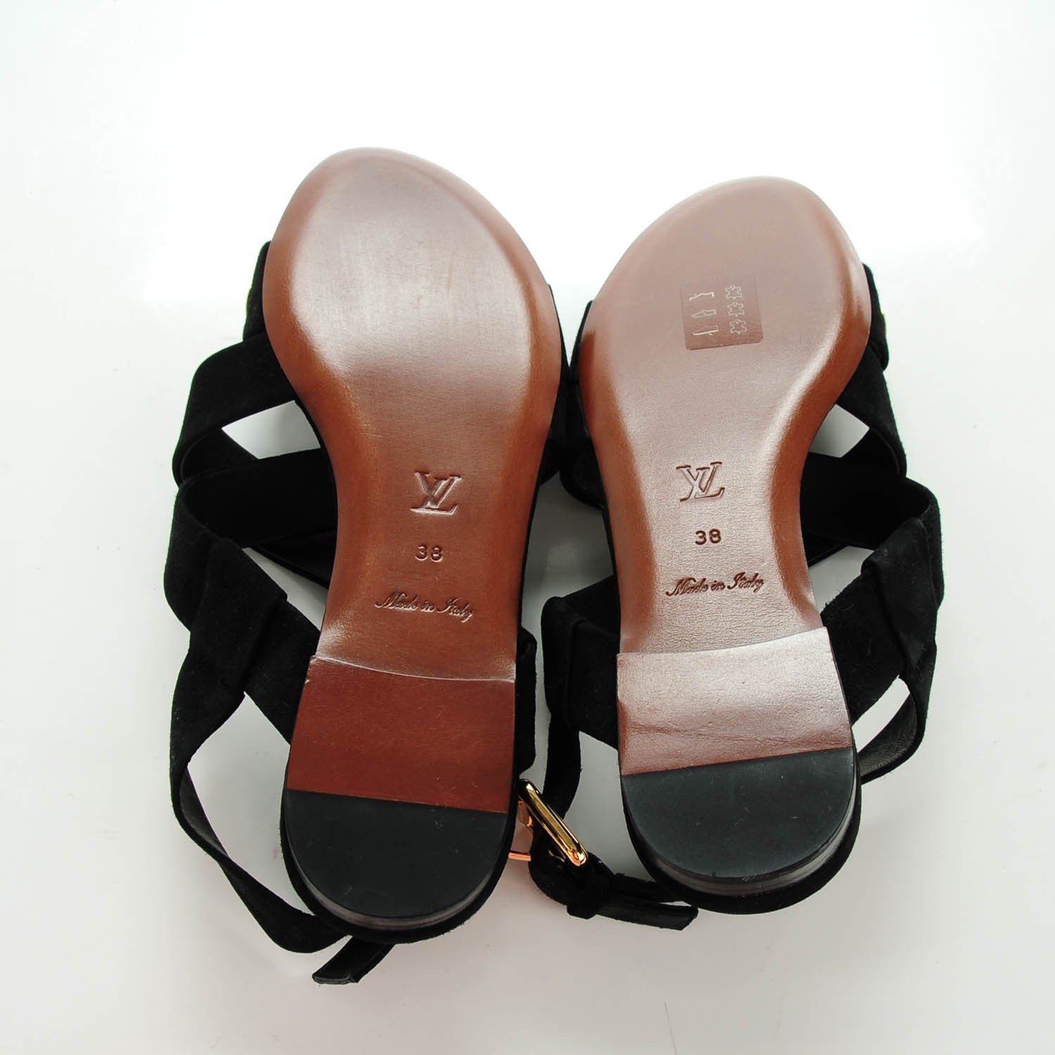 Louis Vuitton Suede Kid Golden Hour Flat Sandals 38 Black 5 of 9