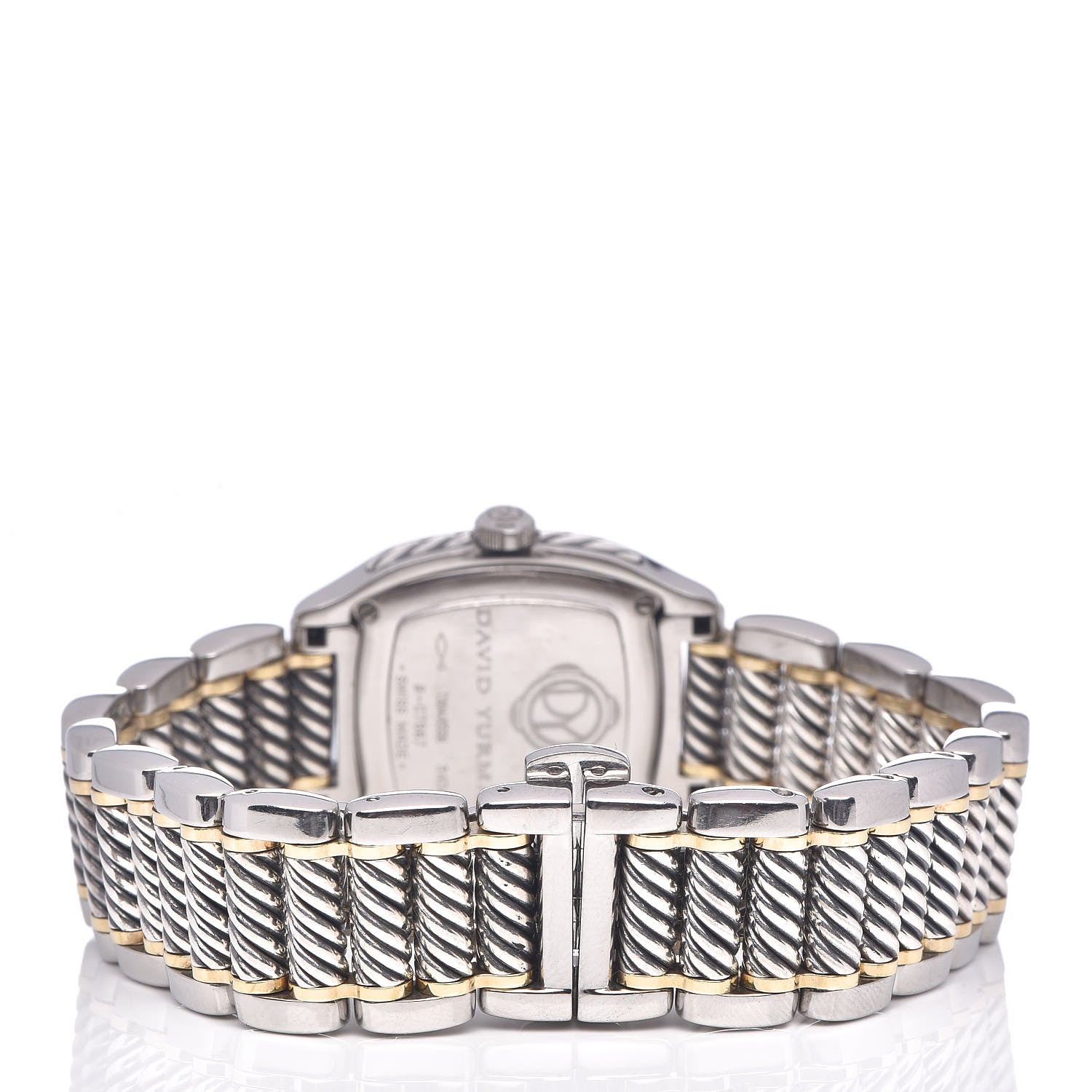 David Yurman Stainless Steel Sterling Silver 18K Yellow Gold Diamond Mother of Pearl 25mm Thoroughbred Quartz Watch 4 of 6