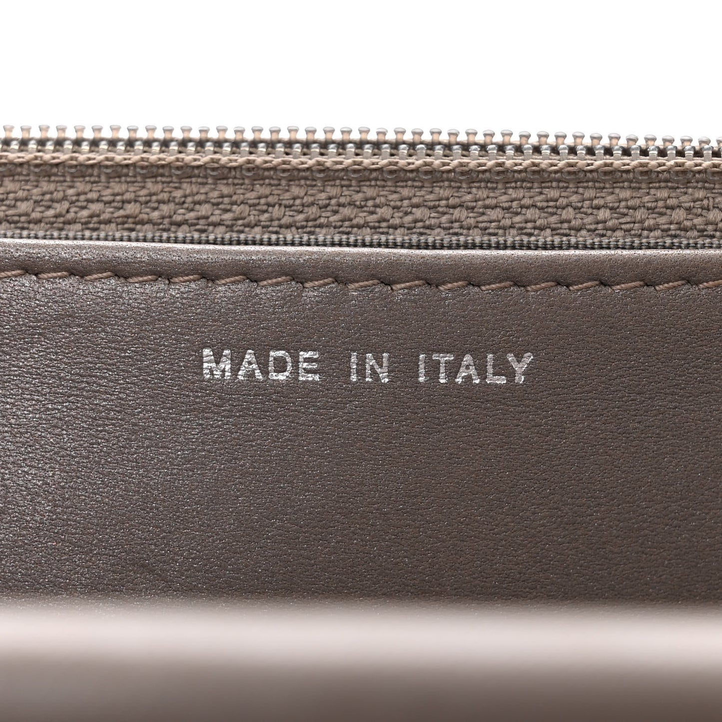 Calfskin Resin Stitched Wallet On Chain WOC Grey