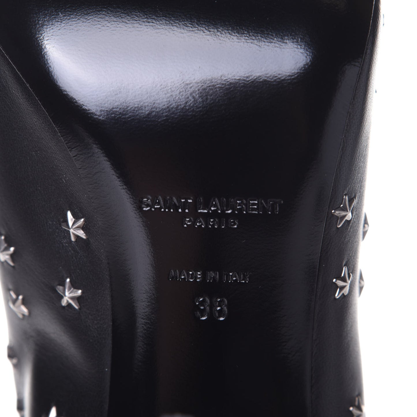 Calfskin Star Studded Ankle Booties 38 Black