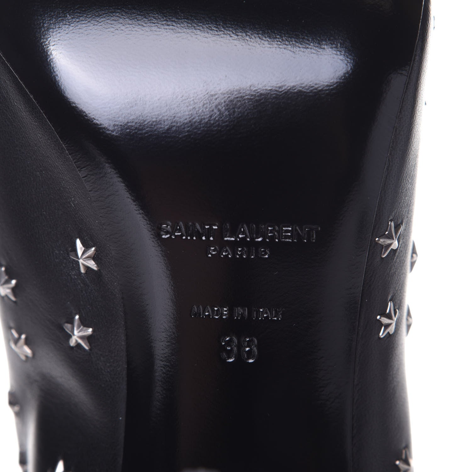 Saint Laurent Calfskin Star Studded Ankle Booties 38 Black 8 of 11