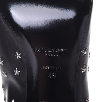 Saint Laurent Calfskin Star Studded Ankle Booties 38 Black 8 of 11